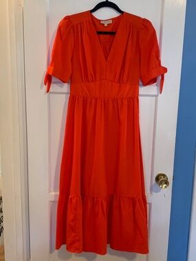 Orange Ruffle Hem Dress